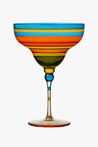Verre cocktail margarita peint flamant motif rayures
