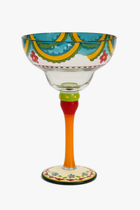 Verre cocktail margarita peint flamingo style créatif rayures