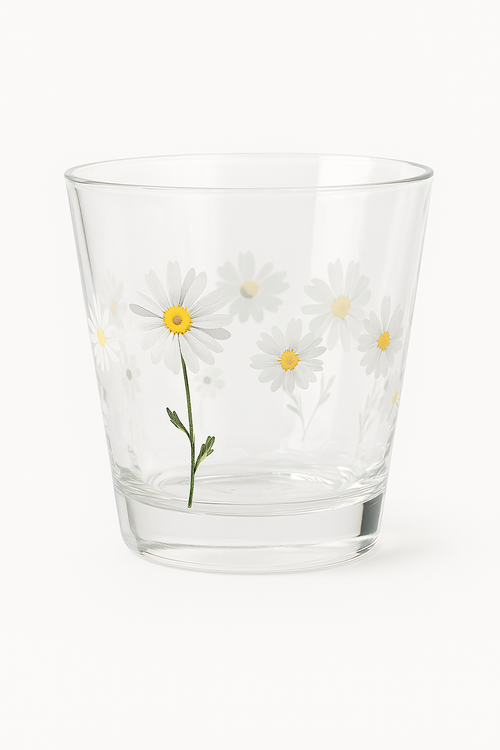 verre martelé motif marguerite pour boissons résistant chaleur
