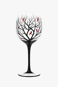 Verre à vin arbre quatre saisons peint main