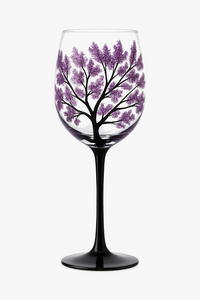 Verre à vin arbre quatre saisons peint main