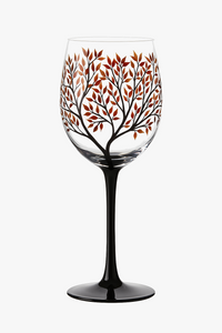 Verre à vin arbre quatre saisons peint main