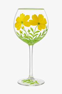 verre à vin haut motifs floraux lot trois