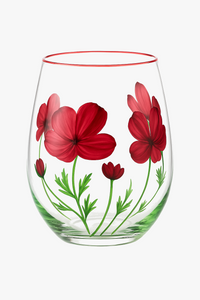 Verres a vin hauts floraux fait main trois