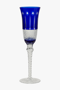 Verres vin cristal style antique gravés pied travaillé