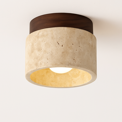 Wabi Sabi plafonnier en marbre jaune hall d'entrée couloir balcon Restaurant hôtel allée travertin lampe décorative - vue 8 sur 8