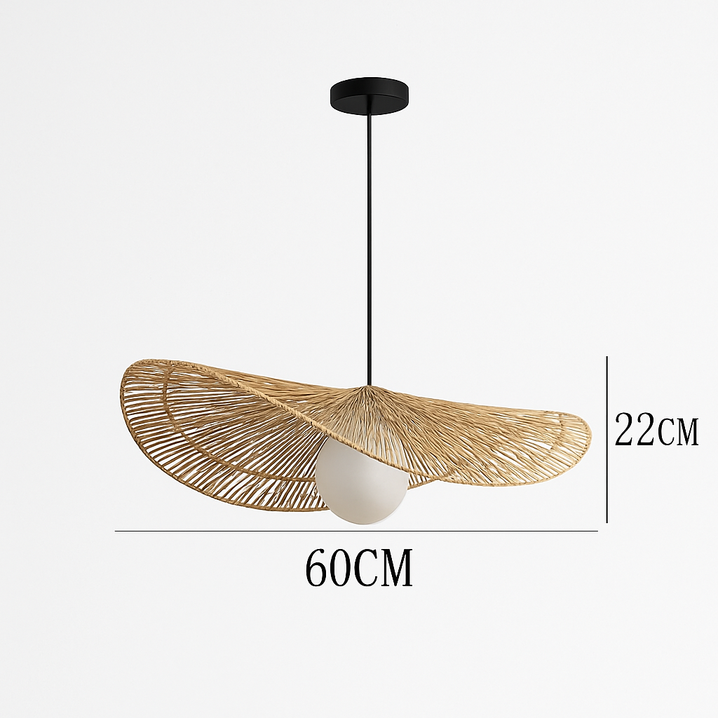 Wabi-sabi Style suspension lumières rotin tissé à la main lampe Restaurant décor à la maison chambre salon créatif salle à manger lustres - vue 12 sur 15