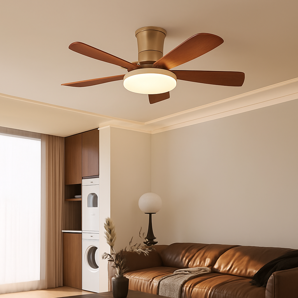 Walnut Color Wooden, Simple Vintage Modern Wabi-sabi style, Ceiling Fan light for Bedroom, Living, Dining Room, Study, Kitchen