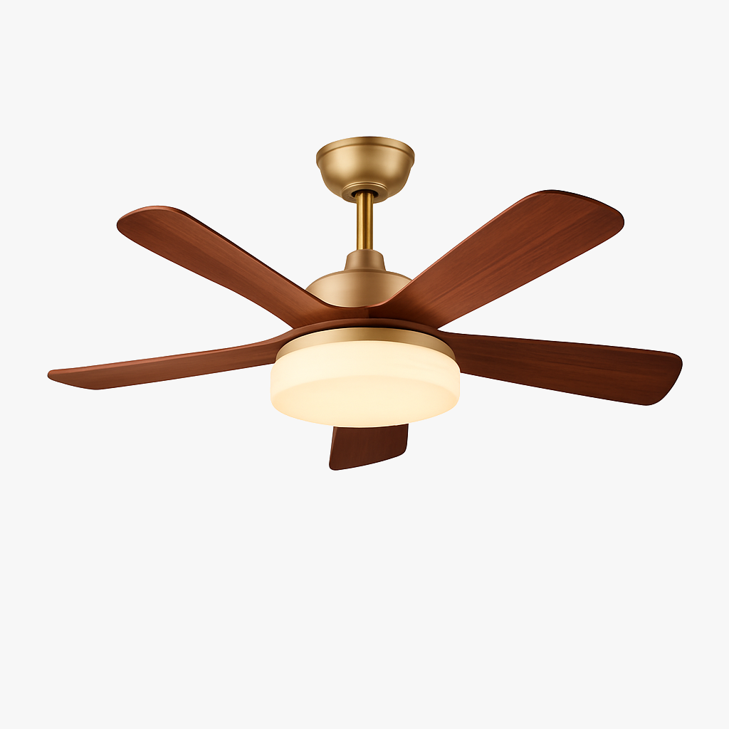 Walnut Color Wooden, Simple Vintage Modern Wabi-sabi style, Ceiling Fan light for Bedroom, Living, Dining Room, Study,  Kitchen