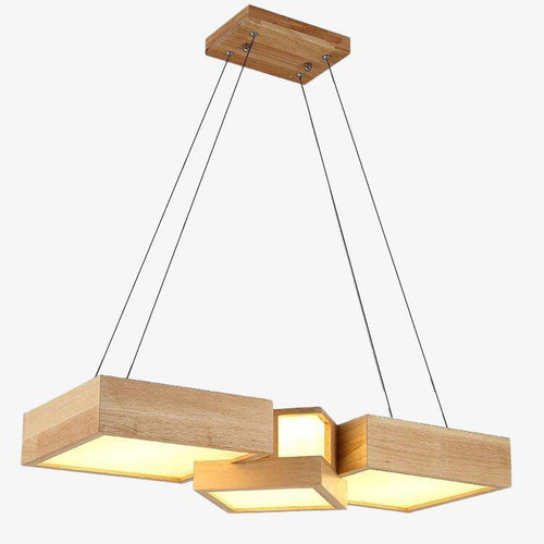 Lustre moderne LED aux formes géométriques en bois Stars - vue 2 sur 7