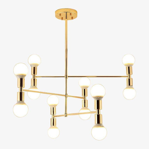Lustre design en métal doré et lampes en boule - vue 2 sur 5