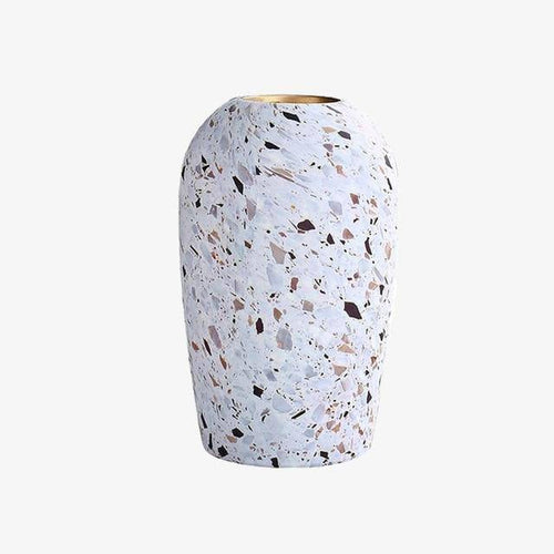 Vase design en céramique style Terrazzo blanc - vue 2 sur 8