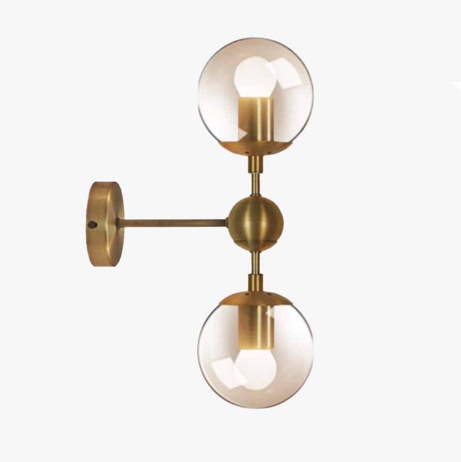 Applique murale dorée en boule (une ou deux lampes) - vue 2 sur 2