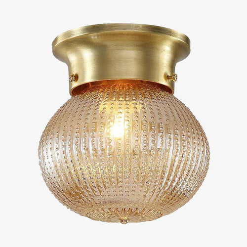 Plafonnier design à LED en métal et verre ambré - vue 2 sur 5