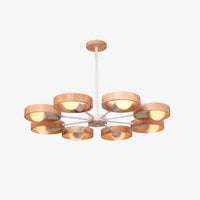 Lustre moderne à LED avec disque en bois style Japan