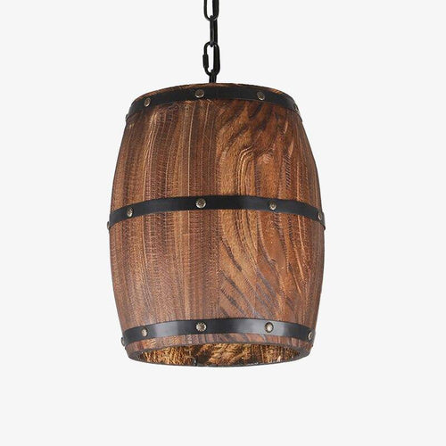 Suspension rétro à LED en bois style tonneau de vin Country - vue 2 sur 4