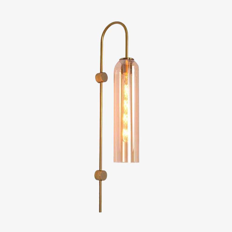 Applique murale design à LED avec abat-jour allongé en verre coloré et métal