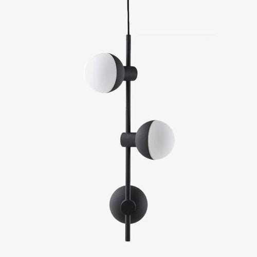 Suspension moderne à LED en métal noir avec trois boules en verre Chandelier - vue 2 sur 5