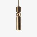 Suspension design LED tube doré avec boule
