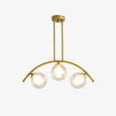 Lustre design LED avec bras arrondi doré et boules en verre Luxury