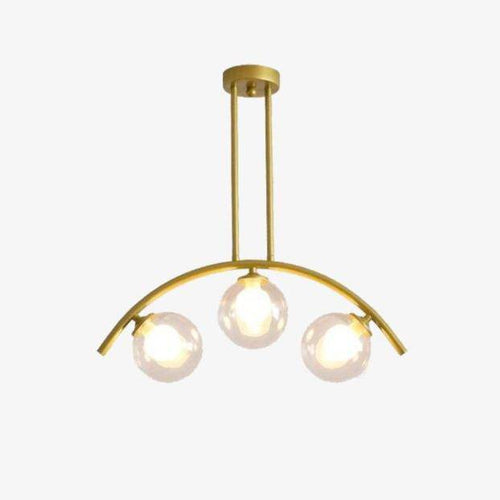 Lustre design LED avec bras arrondi doré et boules en verre Luxury - vue 2 sur 7