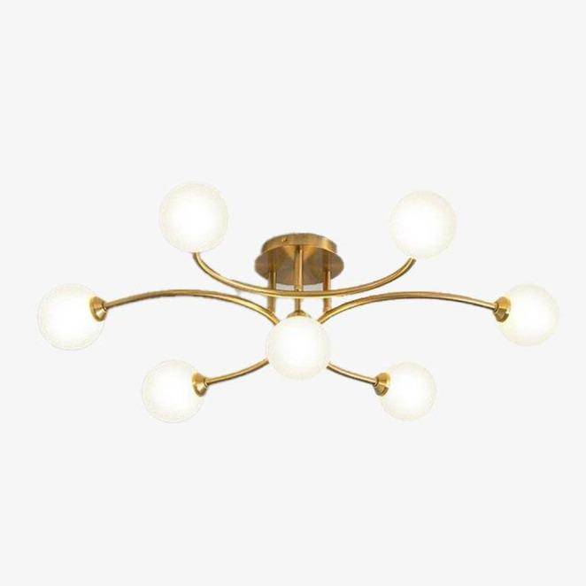 Lustre design à LED en métal avec plusieurs boules en verre Creative