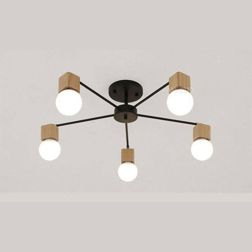 Plafonnier LED en bois et métal à une ou plusieurs lampes - vue 5 sur 8