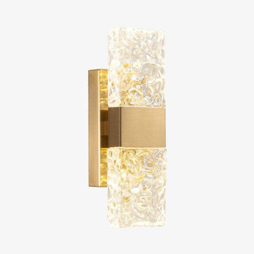 Applique murale design à LED en verre cristal et cube doré Loft - vue 2 sur 6
