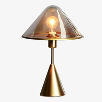 Lampe à poser design LED avec socle conique en métal doré