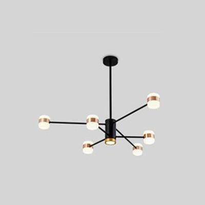 Lustre design LED en métal noir avec plusieurs lampes rose gold Fly - vue 4 sur 7