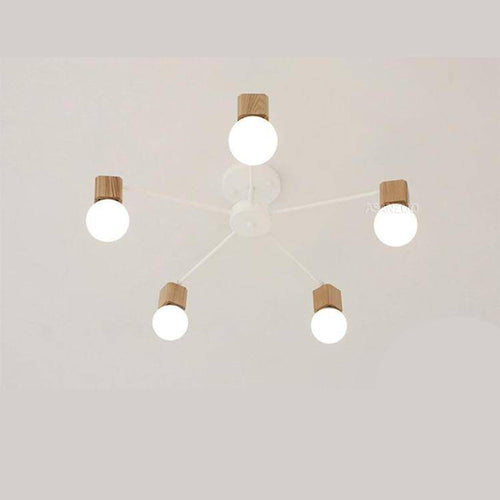 Plafonnier LED en bois et métal à une ou plusieurs lampes - vue 6 sur 8