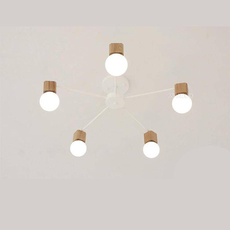 Plafonnier LED en bois et métal à une ou plusieurs lampes - vue 6 sur 8