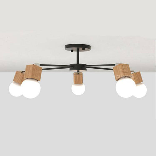 Plafonnier LED en bois et métal à une ou plusieurs lampes - vue 8 sur 8