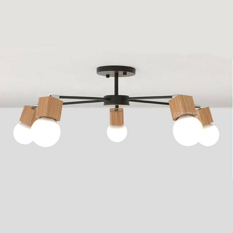 Plafonnier LED en bois et métal à une ou plusieurs lampes - vue 8 sur 8