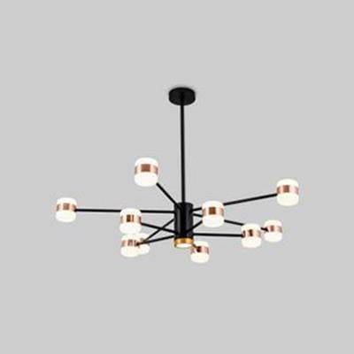 Lustre design LED en métal noir avec plusieurs lampes rose gold Fly - vue 6 sur 7