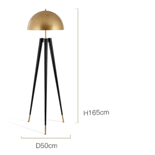 Lampadaire design LED tripod noir avec abat-jour doré Mushroom - vue 6 sur 6