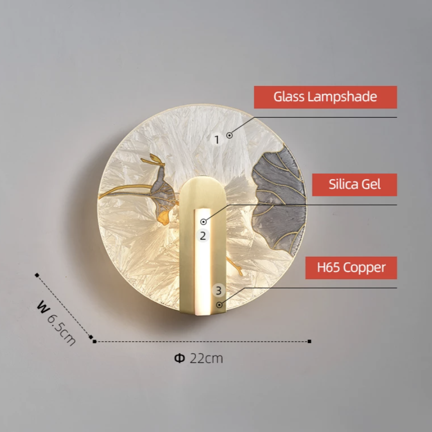 Applique murale design LED style asiatique en verre Yuaming - vue 7 sur 7