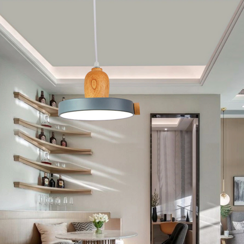 Suspension scandinave circulaire en bois et métal coloré Carmina - vue 4 sur 3