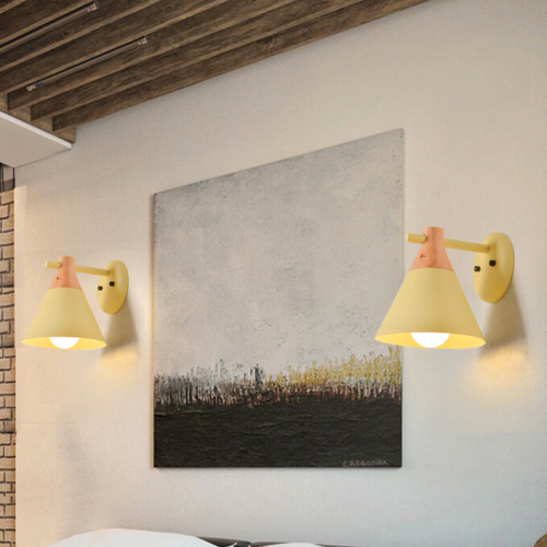 Applique murale moderne avec abat-jour conique et en bois Alode - vue 4 sur 8