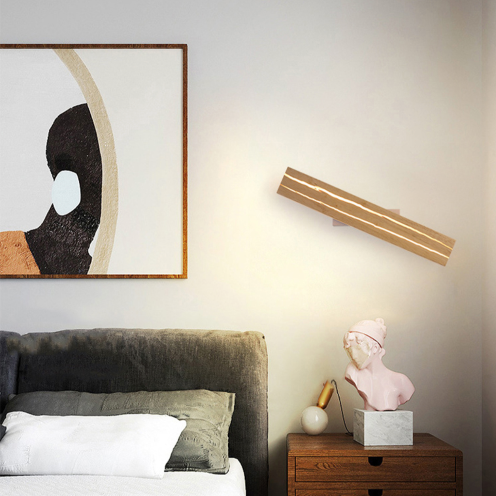 Applique murale design à LED rectangle en bois scandinave - vue 3 sur 4