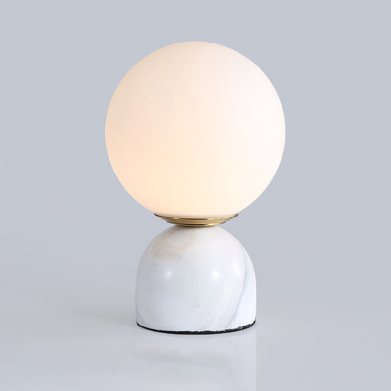 Lampe à poser moderne ronde et base style marbre Bailey - vue 7 sur 8