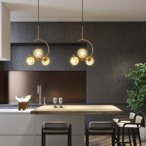Suspension design LED dorée avec cercle en métal Shadow - vue 4 sur 7
