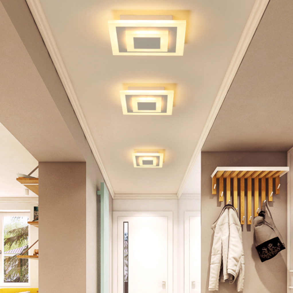Plafonnier design LED en forme circulaire ou carré en métal Davis - vue 2 sur 8