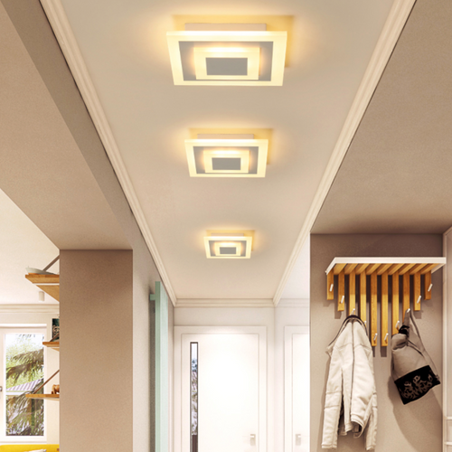 Plafonnier design LED en forme circulaire ou carré en métal Davis - vue 3 sur 8
