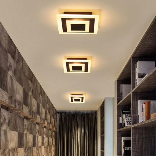 Plafonnier design LED en forme circulaire ou carré en métal Davis - vue 4 sur 8