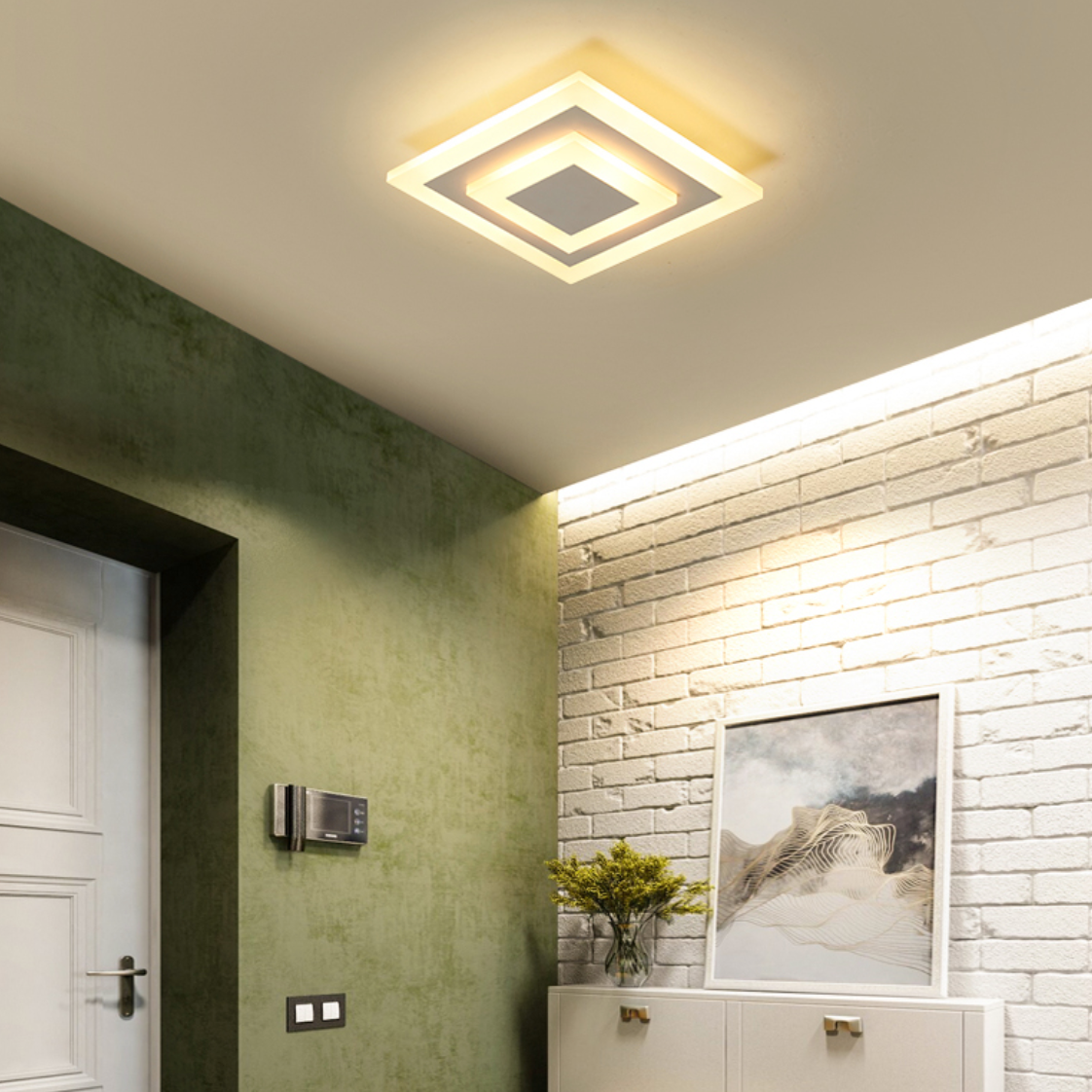 Plafonnier design LED en forme circulaire ou carré en métal Davis - vue 4 sur 8