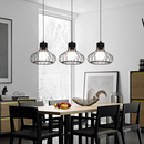 Suspension design industriel avec lampe en cage