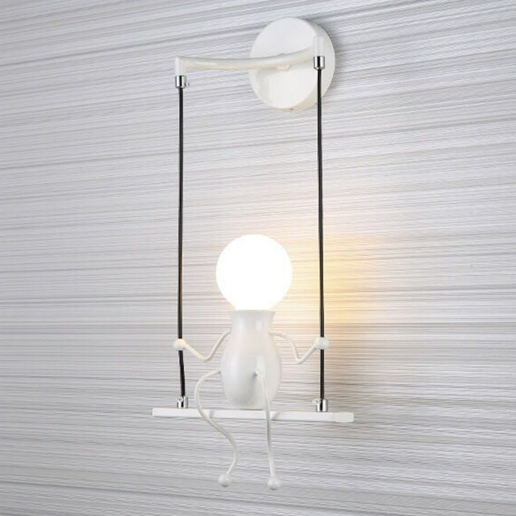 Applique murale LED bonhomme sur balançoire Decoration - vue 7 sur 7
