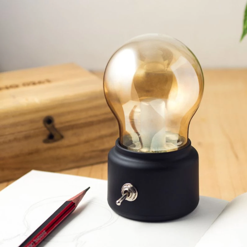 Lampe à poser LED vintage en forme d'ampoule - vue 3 sur 6
