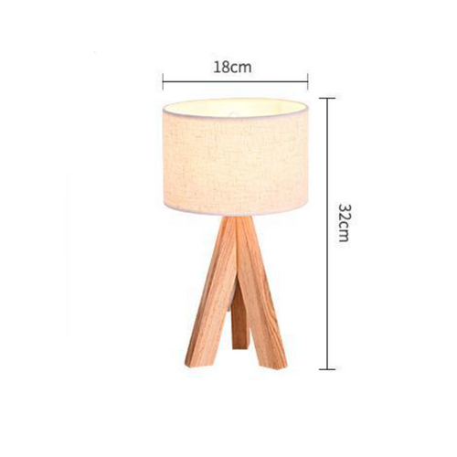 Lampe de chevet avec abat-jour en tissu et pied en bois (noir ou blanc) - vue 6 sur 5